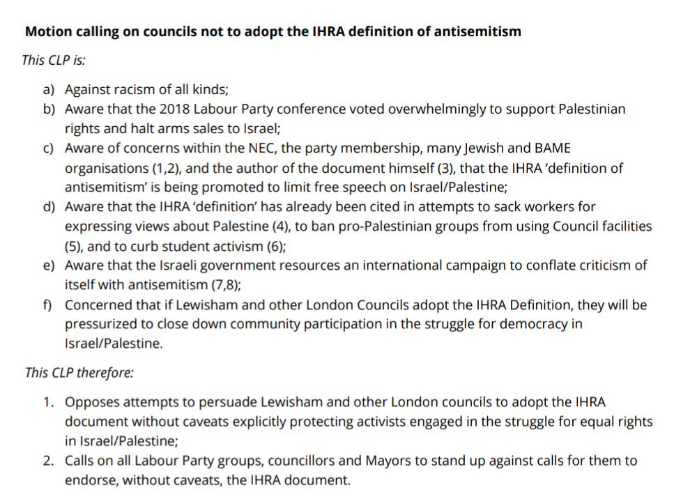 Labour Branch Suggests Ihra Antisemitism Definition Is Part Of Israeli